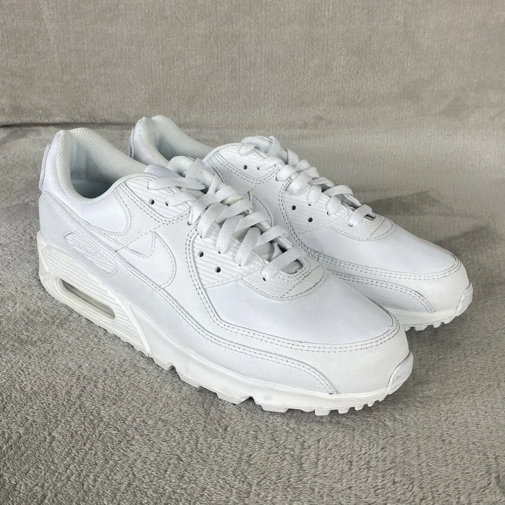 Nike Air Max 90 Shoes Mens Size 13 White Leather Running Sneakers CZ5594-100 NEW